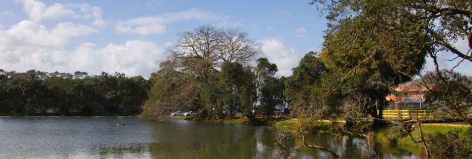 Lake in front of the Chelsea Sugar Factory